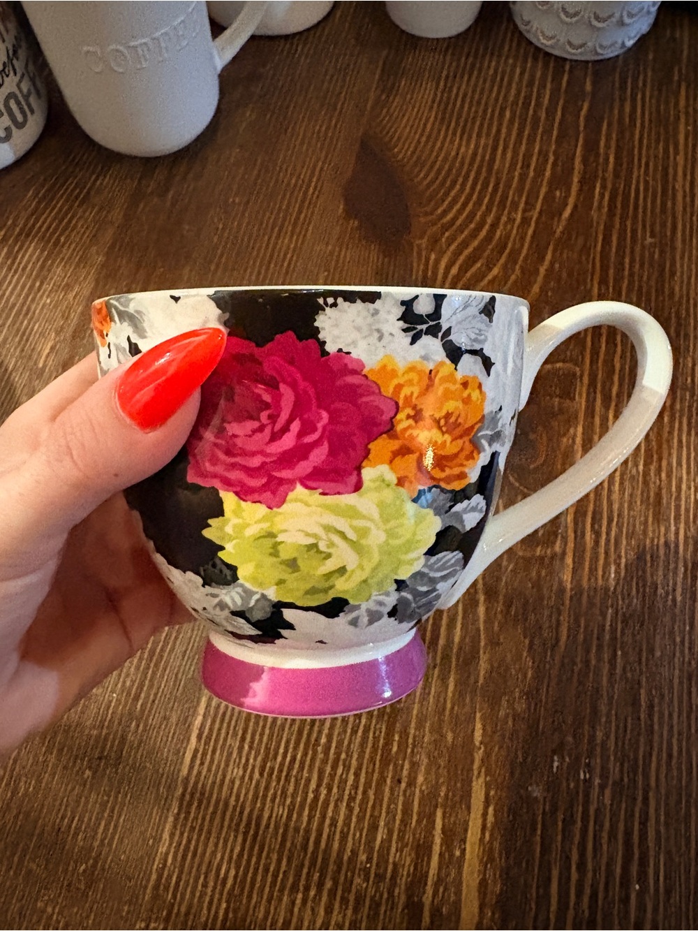 Floral Tea Cup with Bright Rosettes